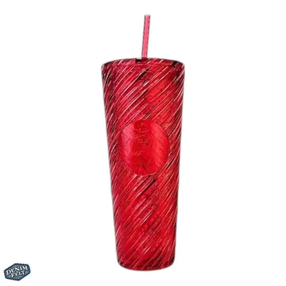 Starbucks Red‎ Swirl Plastic Cold Cup w/ Lid & Straw | 24 OZ | NEW!!